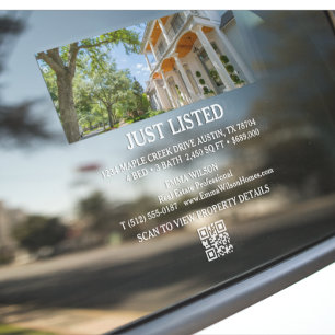 Just Listed Real Estate Promotional Car Window Cling
