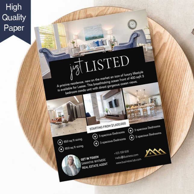 Just Listed Realtor Real Estate Agent Flyer (Creator Uploaded)