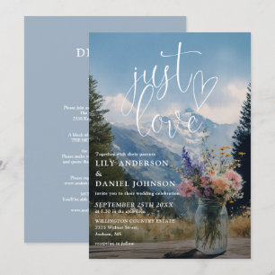 Just Love Boho Mountain Floral All In One Wedding Invitation