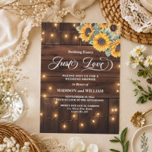 Just Love Brown Wood String Lights Wedding Shower