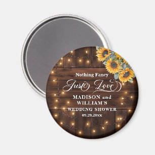 Just Love Brown Wood String Lights Wedding Shower Magnet