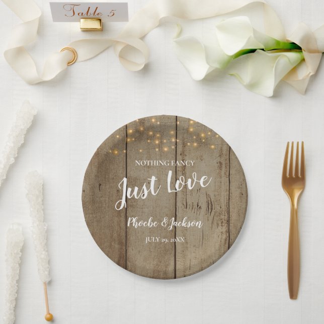 Just Love Country Glam Rustic Wedding Paper Plate (Wedding)