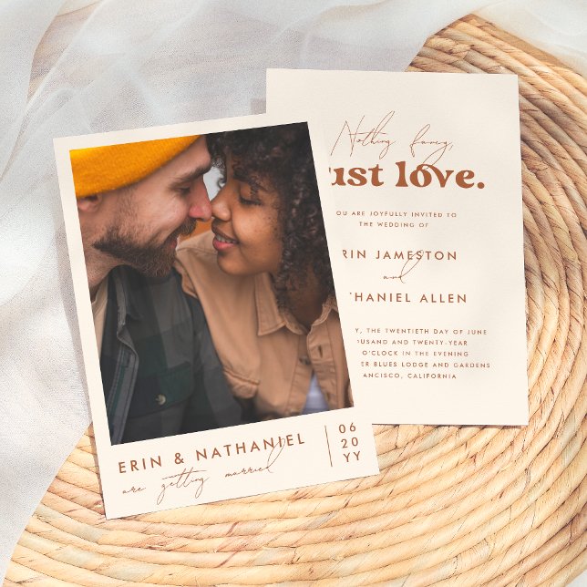 Just Love | Cream & Terracotta Retro Wedding Invitation (Creator Uploaded)