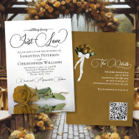 Just Love Elegant Gold Ochre Rose QR Code Wedding