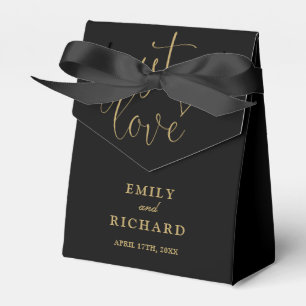 Just Love Elegant Modern Black And Gold Wedding Favour Box