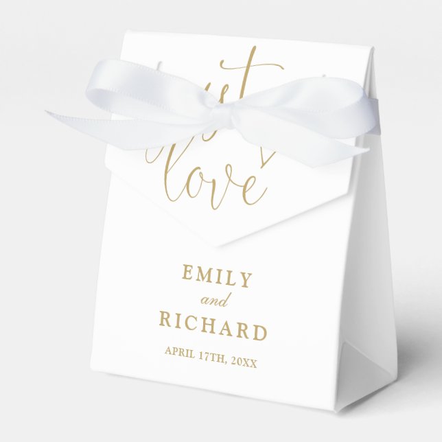 Just Love Elegant Modern Chic Gold Wedding Favour Box (Front Side)
