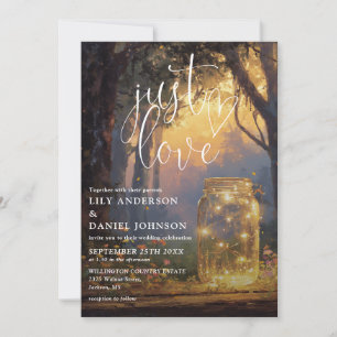 Just Love Enchanted Forest Mason Jar Wedding Invitation