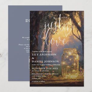 Just Love Magical Forest Mason Jar QR Code Wedding Invitation