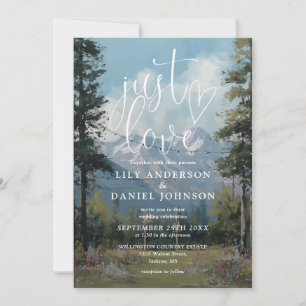 Just Love Mountain Floral String Lights Wedding Invitation