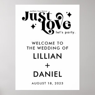 Just Love Retro Wedding Welcome Sign