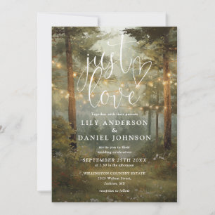 Just Love Rustic Boho Forest String Lights Wedding Invitation