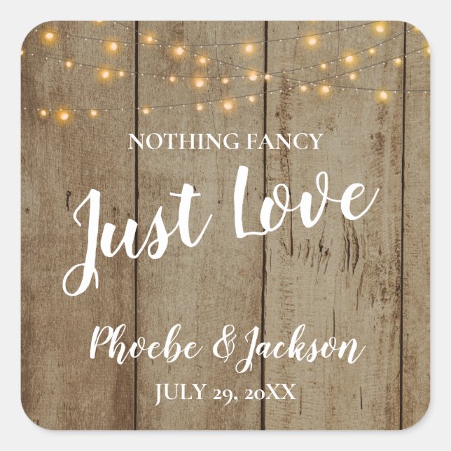 Just Love Rustic Country Glam Wedding Square Sticker (Front)