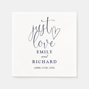Just Love Script Elegant Navy Blue Wedding Napkin