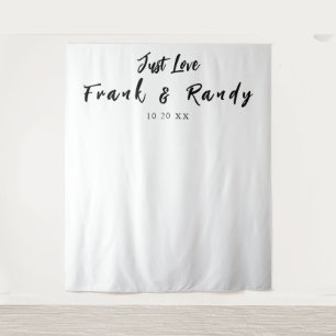 Just Love Simple White Black Wedding Wall Backdrop Tapestry