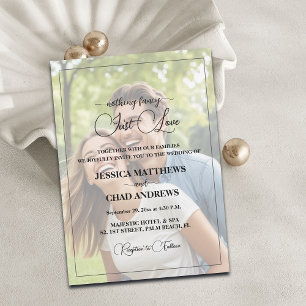 Just Love Text Overlay Photo Wedding  Invitation