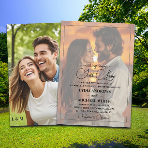 Just Love Text Overlay Photo Wedding Invitation