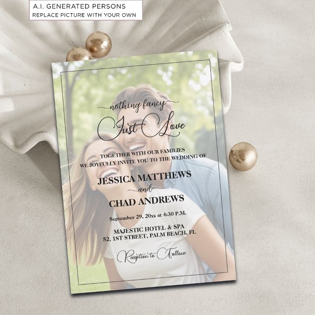 Just Love Text Overlay Photo Wedding  Invitation (Creator Uploaded)
