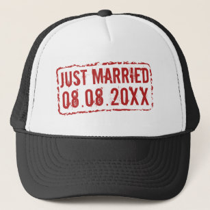 Just Maried trucker hat with wedding date stamp
