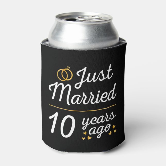 Just Married 10 Years Ago II Can Cooler (Can Front)