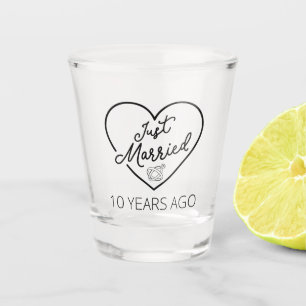 Just Married 10 Years Ago III Shot Glass