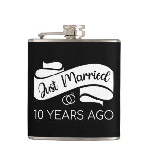 Just Married 10 Years Ago V Hip Flask
