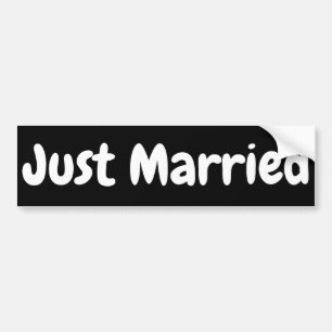 JUST MARRIED 11" Bumper Sticker #4 Font WHITE