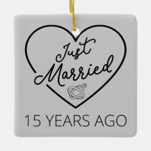 Just Married 15 Years Ago III Ceramic Ornament