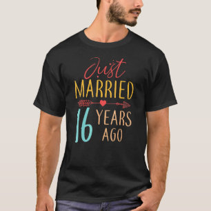 Just Married 16 Years Ago Retro Couple 16th Annive T-Shirt