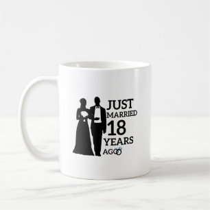 Just Married 18 Years Ago, 18th Anniversary Couple Coffee Mug