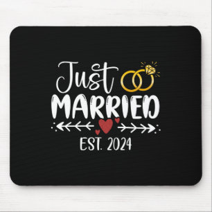 Just Married 2024 Couple Newlywed Bride And Groom Mouse Mat