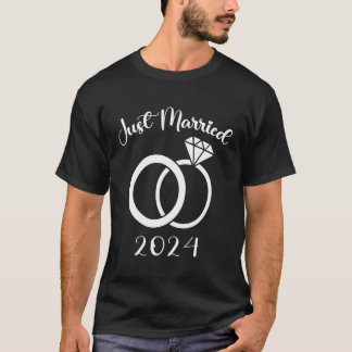 Just Married 2024 Wedding Rings Newlyweds T-Shirt