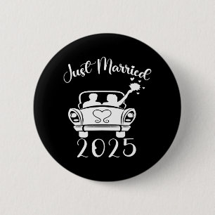 Just Married 2025 Wedding Rings Matching Couple Ne 6 Cm Round Badge