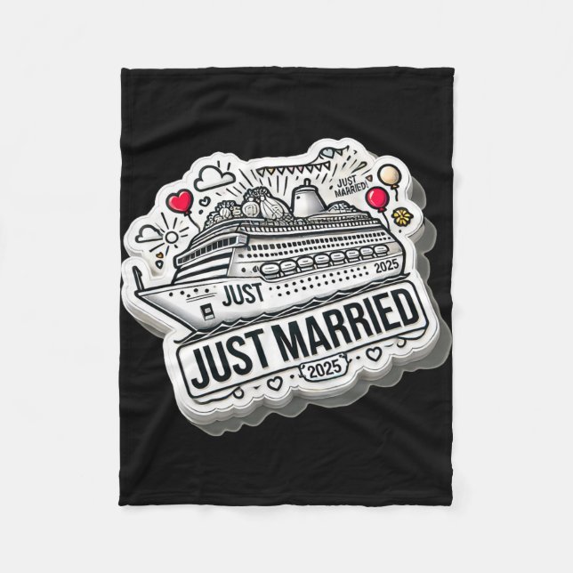 Just Married 2025 Wedding Rings Matching Couple Ne Fleece Blanket (Front)