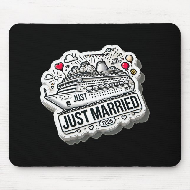 Just Married 2025 Wedding Rings Matching Couple Ne Mouse Mat (Front)