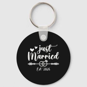 Just Married 2026 Bride Groom Wedding Engagement Key Ring