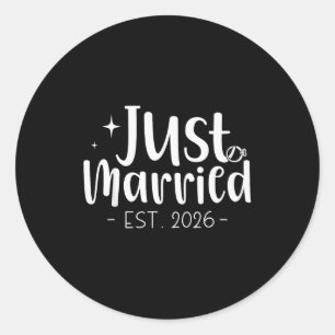 Just Married 2026 Honeymoon Wedding Couples Fiance Classic Round Sticker