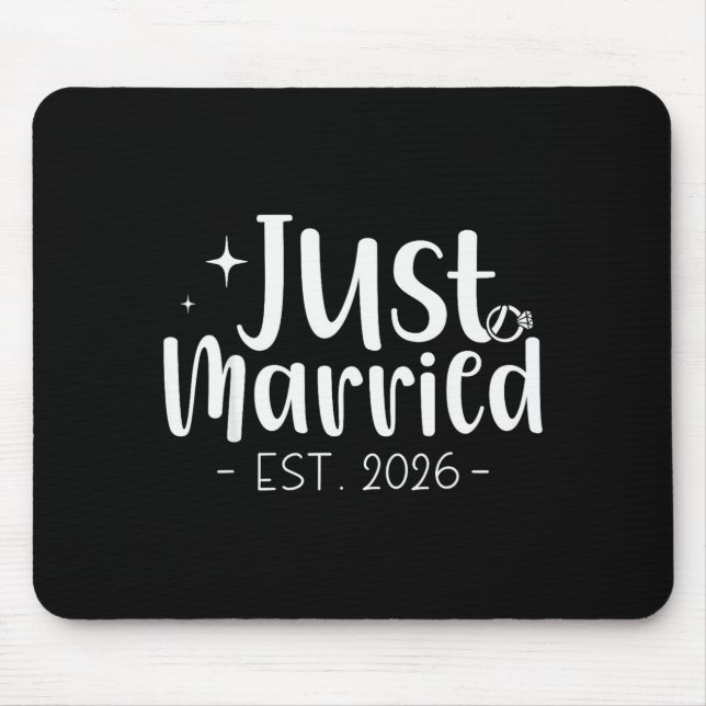 Just Married 2026 Honeymoon Wedding Couples Fiance Mouse Mat (Front)