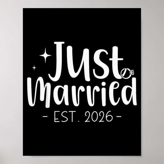 Just Married 2026 Honeymoon Wedding Couples Fiance Poster (Front)