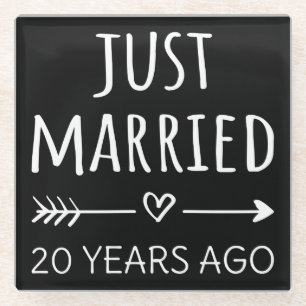 Just Married 20 Years Ago I Glass Coaster