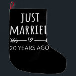 Just Married 20 Years Ago I Large Christmas Stocking<br><div class="desc">Cute design, perfect for anyone who's been married for 20 years and to a wedding vow renewal ceremony. It makes a great matching outfit for couples! 'Just Married 20 Years Ago' quote for a couple who got married 20 years ago or a couple renewing wedding vows on their wedding anniversary....</div>