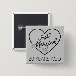 Just Married 20 Years Ago III 15 Cm Square Badge