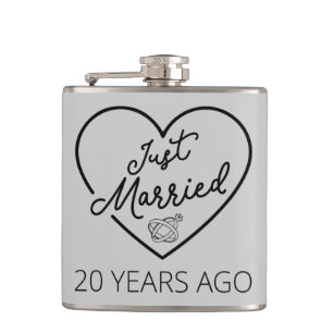 Just Married 20 Years Ago III Hip Flask
