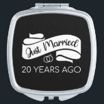Just Married 20 Years Ago V Compact Mirror<br><div class="desc">Cute design, perfect for anyone who's been married for 20 years and to a wedding vow renewal ceremony. It makes a great matching outfit for couples! 'Just Married 20 Years Ago' quote for a couple who got married 20 years ago or a couple renewing wedding vows on their wedding anniversary....</div>