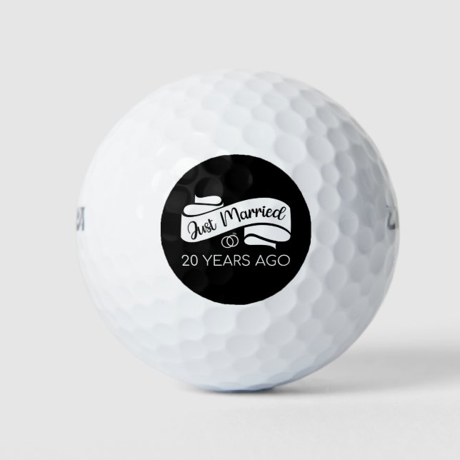 Just Married 20 Years Ago V Golf Balls (Front)