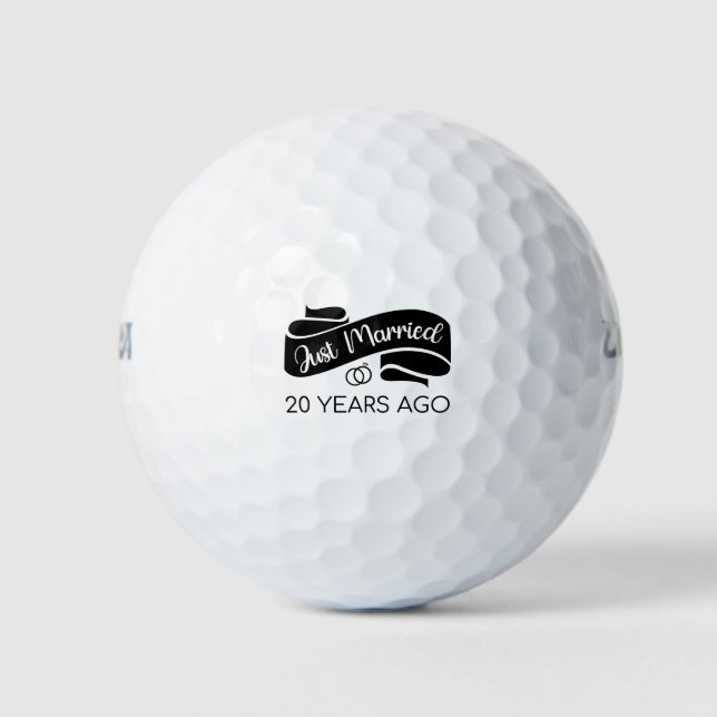 Just Married 20 Years Ago V Golf Balls (Front)