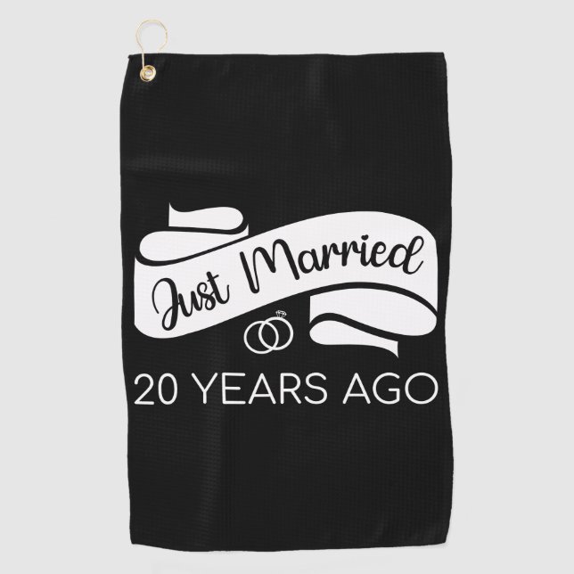 Just Married 20 Years Ago V Golf Towel (Front)
