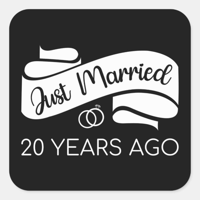 Just Married 20 Years Ago V Square Sticker (Front)