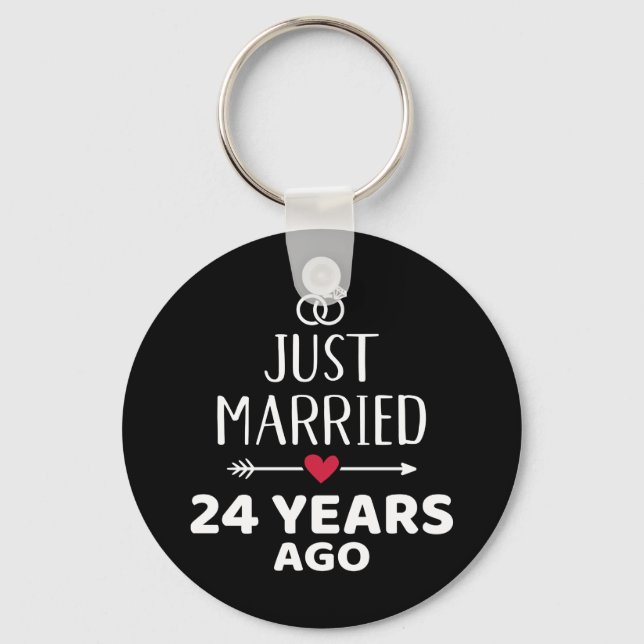 Just married 24 years ago 24th wedding anniversary key ring (Front)