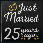 Just Married 25 Years Ago II Napkin<br><div class="desc">Cute design, perfect for anyone who's been married for 25 years and to a wedding vow renewal ceremony. It makes a great matching outfit for couples! 'Just Married 25 Years Ago' quote for a couple who got married 25 years ago or a couple renewing wedding vows on their silver anniversary....</div>