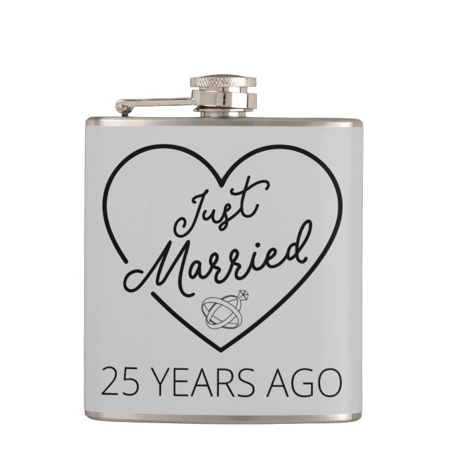 Just Married 25 Years Ago III Hip Flask (Front)